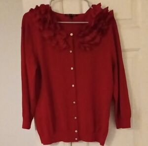 Cable & Gauge Scarlet Ruffle Cardigan